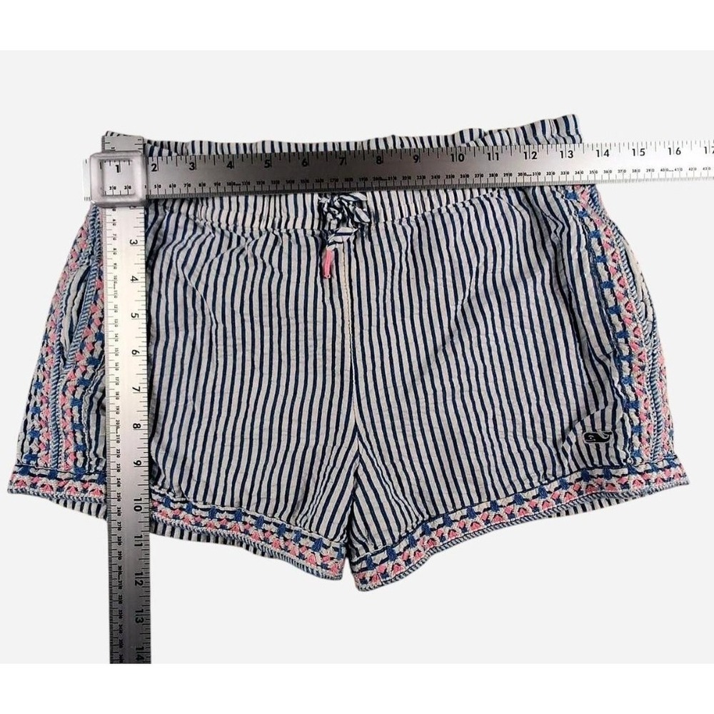 Vinyard Vines Girls Shorts Blue White Stripe Seersucker Embroidered Whale L 14 - Picture 5 of 5